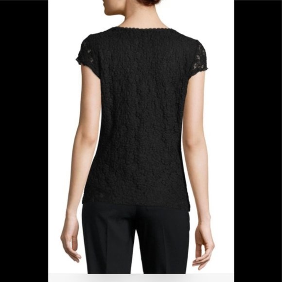 Karl Lagerfeld Black Lace Top. Size: Small - Picture 3 of 14